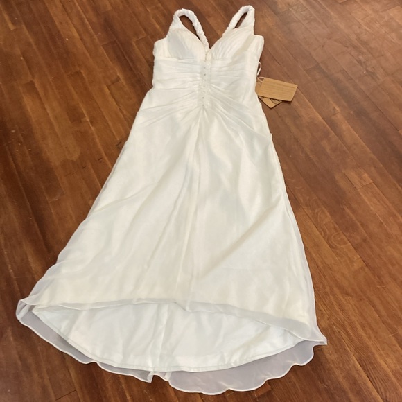 Crepe Chiffon Beach Wedding Rehearsal Prom Formal Dress Gown Ruched  Plunge  12 - Picture 10 of 10